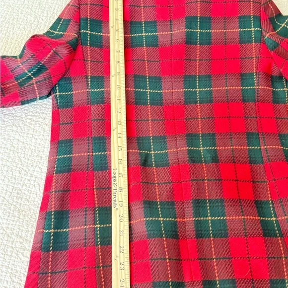 Vintage Talbots Red & Green Plaid Tartan 90’s Holiday Blazer Wool Jacket 8‎ - Picture 8 of 12